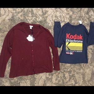 Ava &viv women burguundy and kodak shirt XL